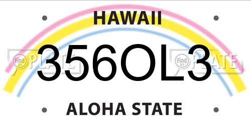 356OL3 Hawaii License Plate