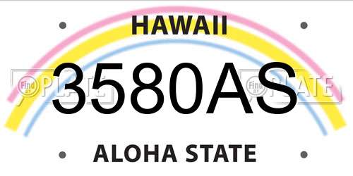 3580AS Hawaii License Plate