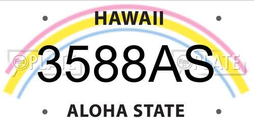3588AS Hawaii License Plate