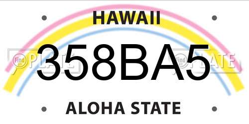 358BA5 Hawaii License Plate