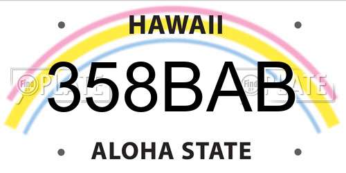 358BAB Hawaii License Plate