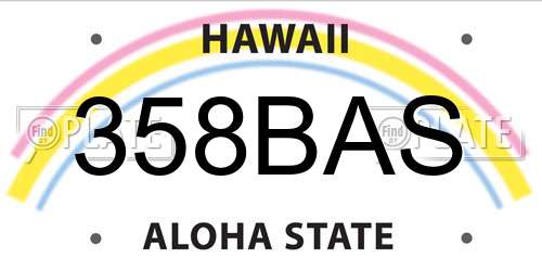 358BAS Hawaii License Plate