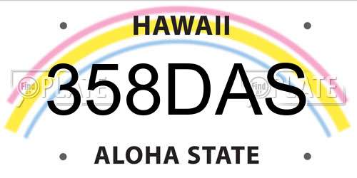 358DAS Hawaii License Plate