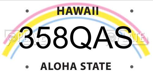 358QAS Hawaii License Plate