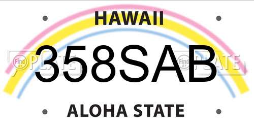 358SAB Hawaii License Plate
