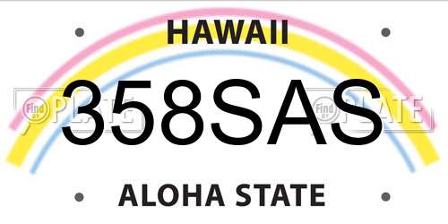 358SAS Hawaii License Plate