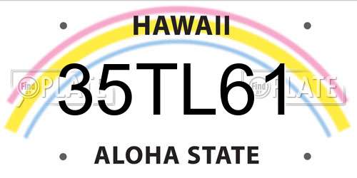 35TL61 Hawaii License Plate