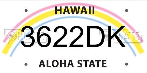 3622DK Hawaii License Plate