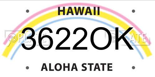 3622OK Hawaii License Plate