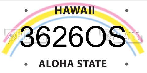 3626OS Hawaii License Plate