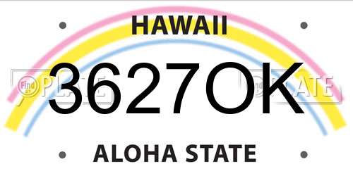 3627OK Hawaii License Plate