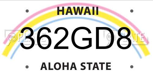 362GD8 Hawaii License Plate