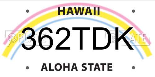 362TDK Hawaii License Plate