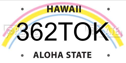 362TOK Hawaii License Plate
