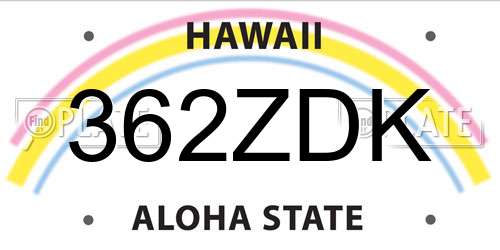 362ZDK Hawaii License Plate