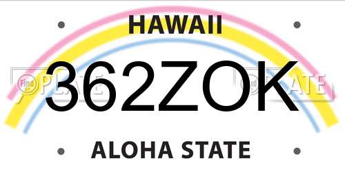 362ZOK Hawaii License Plate