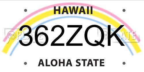 362ZQK Hawaii License Plate