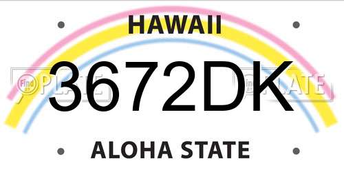 3672DK Hawaii License Plate