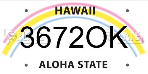 3672OK Hawaii License Plate
