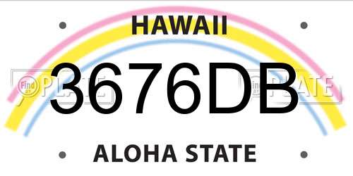 3676DB Hawaii License Plate