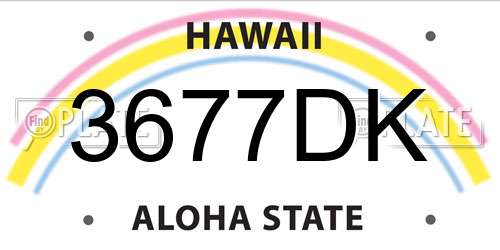 3677DK Hawaii License Plate