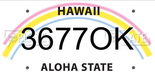 3677OK Hawaii License Plate