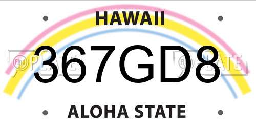 367GD8 Hawaii License Plate