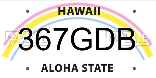 367GDB Hawaii License Plate