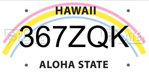 367ZQK Hawaii License Plate