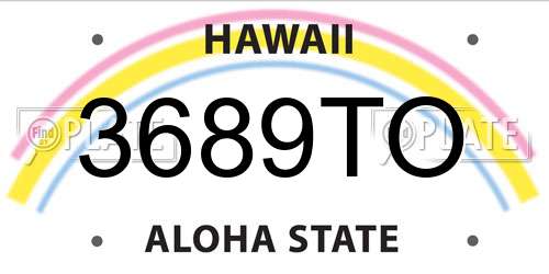 3689TO Hawaii License Plate