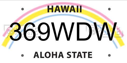 369WDW Hawaii License Plate