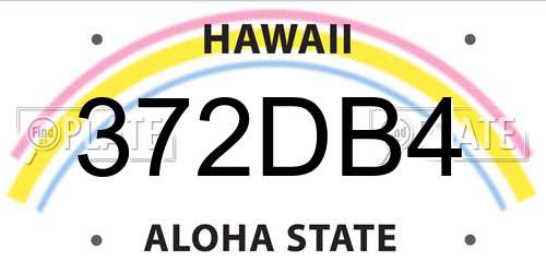 372DB4 Hawaii License Plate