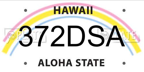 372DSA Hawaii License Plate