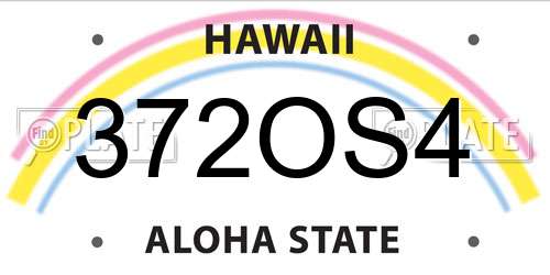 372OS4 Hawaii License Plate