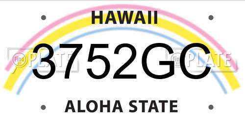 3752GC Hawaii License Plate
