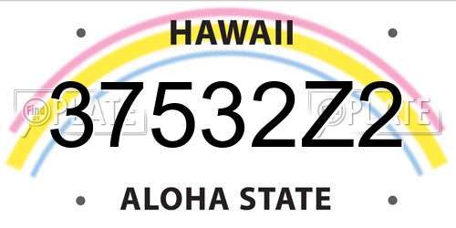 37532Z2 Hawaii License Plate