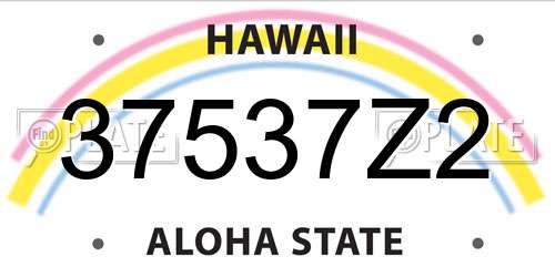 37537Z2 Hawaii License Plate