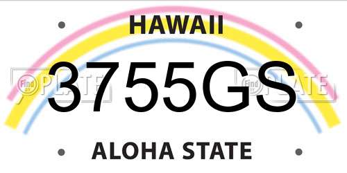 3755GS Hawaii License Plate