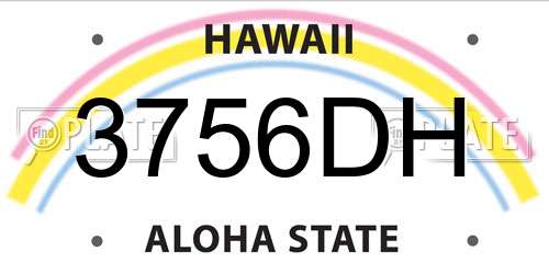 3756DH Hawaii License Plate
