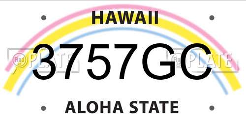 3757GC Hawaii License Plate