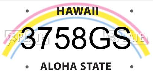 3758GS Hawaii License Plate