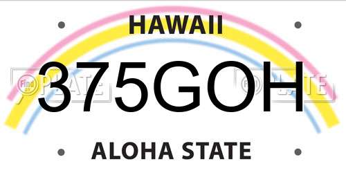 375GOH Hawaii License Plate