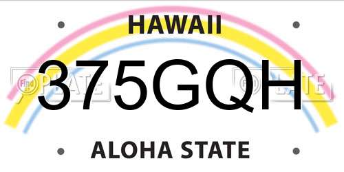 375GQH Hawaii License Plate