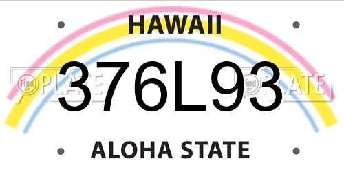 376L93 Hawaii License Plate