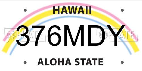 376MDY Hawaii License Plate