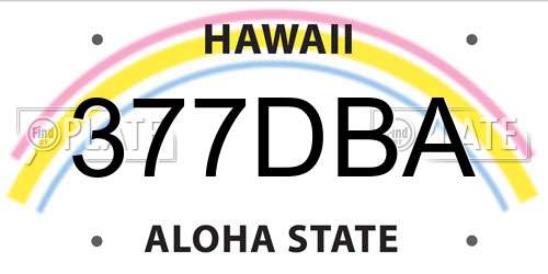 377DBA Hawaii License Plate