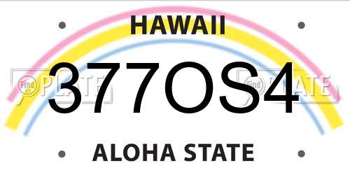 377OS4 Hawaii License Plate