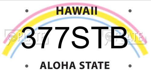 377STB Hawaii License Plate