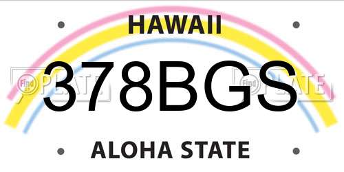 378BGS Hawaii License Plate
