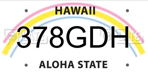 378GDH Hawaii License Plate